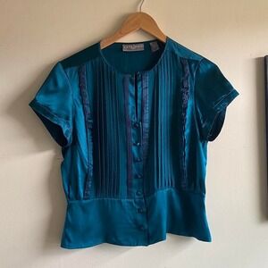 Blue silk blouse
